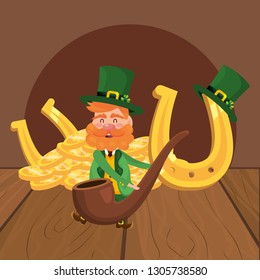 leprechaun male holding pipe fortune