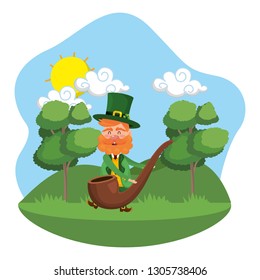 leprechaun male holding pipe outdoors