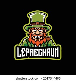 Leprechaun mascot esport logo. Illustration for Sport, Badge, Printing Design and Esport Team.