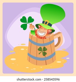 Leprechaun in a mug of beer St. Patrick day