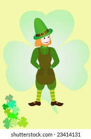Leprechaun on the clover background