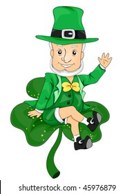 Leprechaun on Clover - Vector