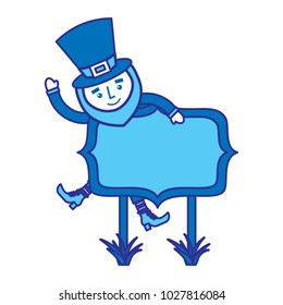 leprechaun on wooden board happy character