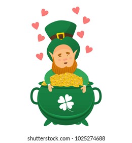 Leprechaun patrick icon, cartoon style