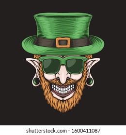 Leprechaun piercing head St. patrick's day vector illustration for your company or brand