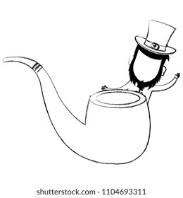 leprechaun with pipe wooden avatar character