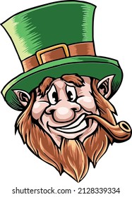 Leprechaun portrait in green hat vector illustration