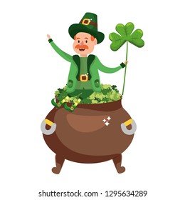 leprechaun with pot of clovers