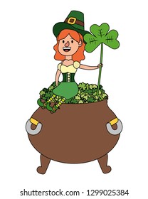 leprechaun with pot of clovers
