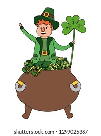 leprechaun with pot of clovers