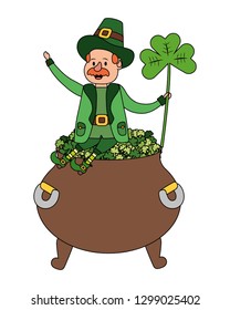 leprechaun with pot of clovers