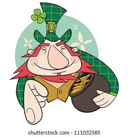 Leprechaun with a pot of gold