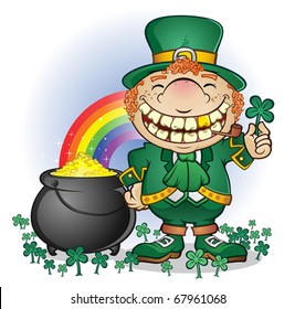 Leprechaun Pot of Gold Cartoon Character