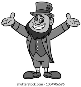 Leprechaun Presenting Illustration - A vector cartoon illustration 