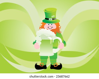 a leprechaun protecting his pot of gold, illustration