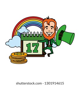 leprechaun with rainbow saint patrick character
