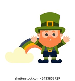 leprechaun and rainbow. Saint Patrick's Day. Vector illustration