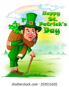 Leprechaun in Saint Patrick's Day background in vector