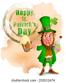Leprechaun in Saint Patrick's Day background in vector