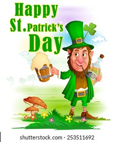 Leprechaun in Saint Patrick's Day background in vector