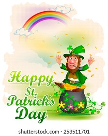 Leprechaun in Saint Patrick's Day background in vector