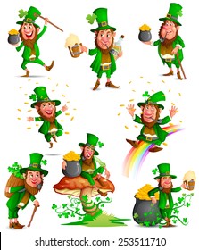 Leprechaun in Saint Patrick's Day background in vector