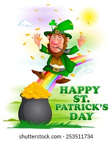 Leprechaun in Saint Patrick's Day background in vector