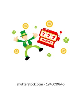 leprechaun shamrock celtic and casino slot game cartoon doodle flat design style vector illustration