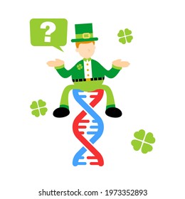 leprechaun shamrock celtic research genetic heredity double helix structure part cartoon doodle flat design style vector illustration