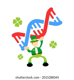 leprechaun shamrock investigación celta heredidad genética estructura doble helix parte caricatura doodle diseño plano estilo vectorial