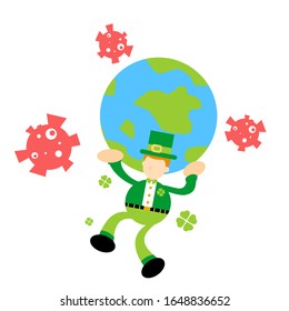Leprechaun y patógeno del virus Ilustración plana buen uso para la presentación