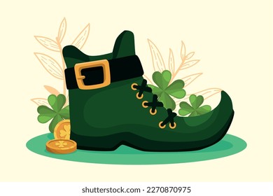 póster de botas de zapato de leprechaun y clovers