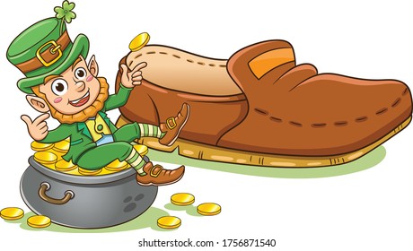 leprechaun shoe maker Ireland's Fairy.Vector illustration simple technique with simple gradients.no Gradients  no Effects no mesh no Transparencies.