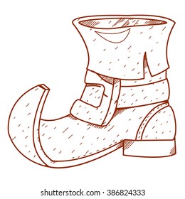 Leprechaun shoe outline drawing.
