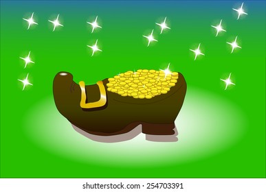 leprechaun shoes with gold (EPS10)