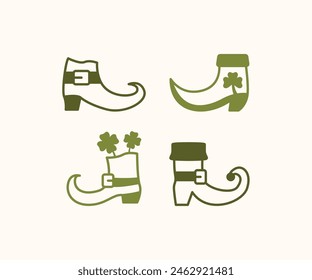 leprechaun shoes st patricks day theme holiday icon vector design simple flat illustration collections template