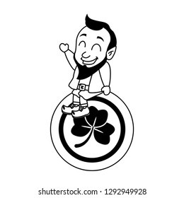 leprechaun sitting on coin happy st patricks day vector illustration