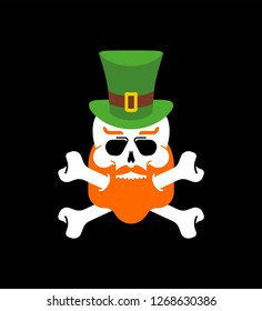 Leprechaun Skull Redbearded and Green Hat. St.Patricks Day. Irish traditional holiday. Folk Cultural Festival in Ireland
 
