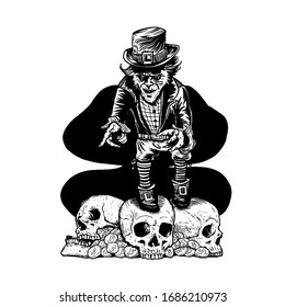 Leprechaun and skull vector illustration