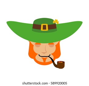 Leprechaun sleeping. Dwarf with red beard asleep Emoji. Irish elf emotions. St.Patrick 's Day. Holiday in Ireland
