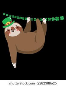 Leprechaun sloth shamrock st patricks t-shirt design