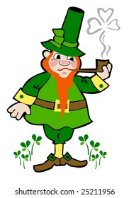 A leprechaun smoke a pipe