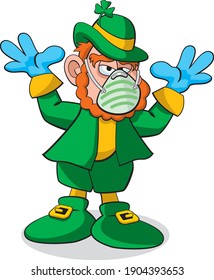 Leprechaun socially distancing and masked