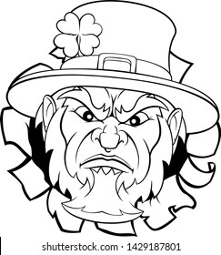 A leprechaun sports mascot tearing through the background. 