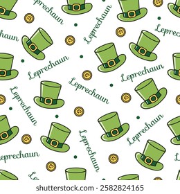 Leprechaun and St Patrick Day Themed Pattern Art. Perfect for holiday-themed projects, gift wrapping, party invitations, and digital graphics. That capture the spirit of Irish luck and festivities