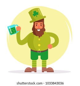 Leprechaun. St. Patrick's day. Vector. Cartoon. Isolated art on white background.