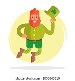 Leprechaun. St. Patrick's day. Vector. Cartoon. Isolated art on white background. Flat