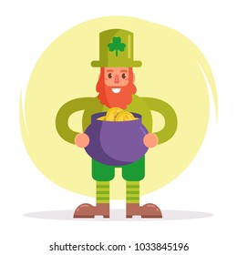 Leprechaun. St. Patrick's day. Vector. Cartoon. Isolated art on white background. Flat