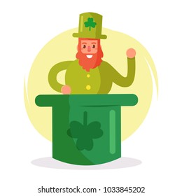 Leprechaun. St. Patrick's day. Vector. Cartoon. Isolated art on white background. Flat
