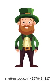 Leprechaun, St. Patrick's Day. Vector clipart illustration on isolated background.